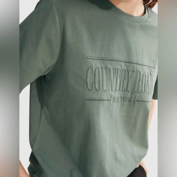 Country Road Tee T-Shirt Olive Green Signature Logo Relaxed Fit Size XXS 6/8 - Picture 2 of 12